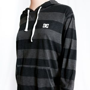 Mens DC Skate Hooded Long Sleeve Striped Shirt